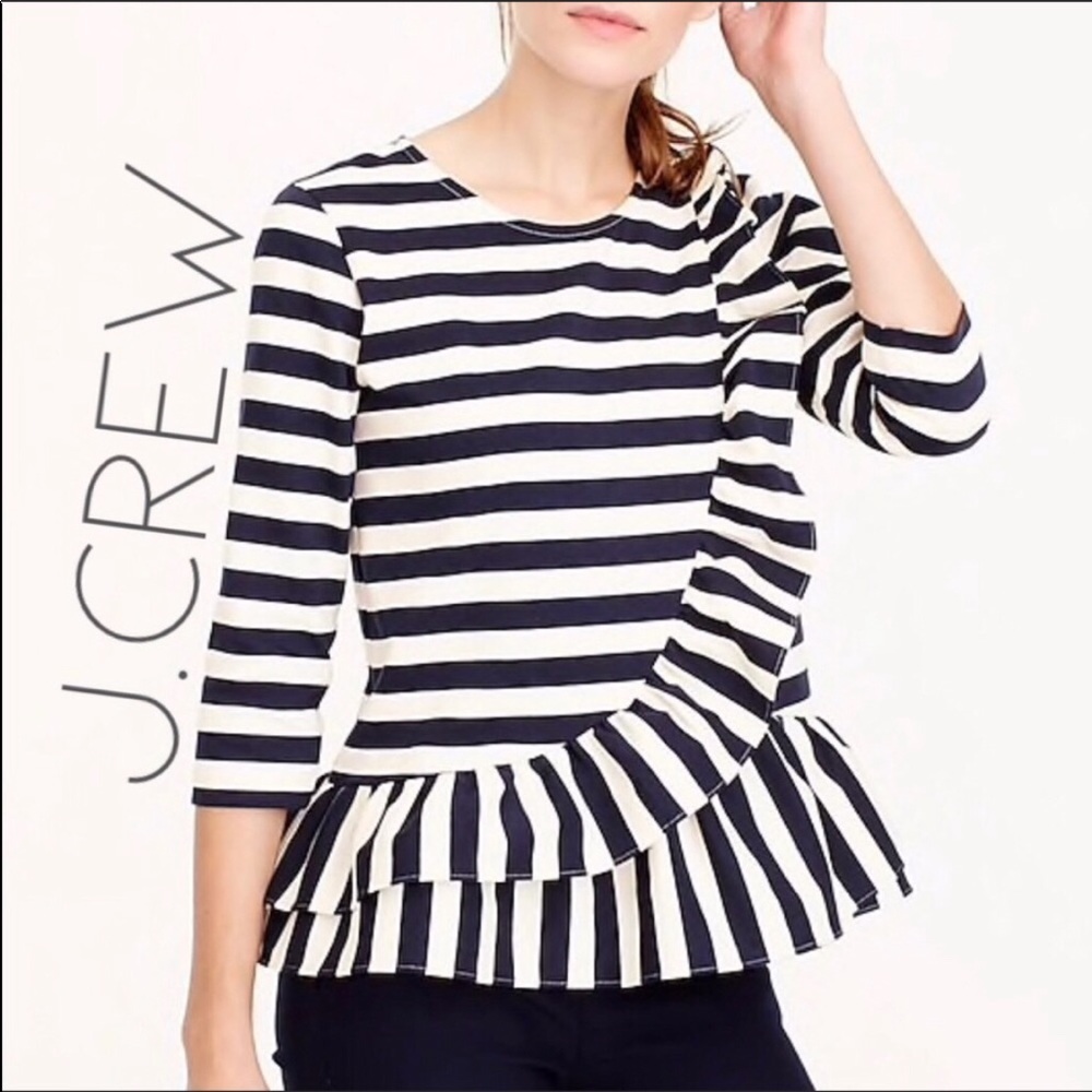 J Crew | peplum striped top Small